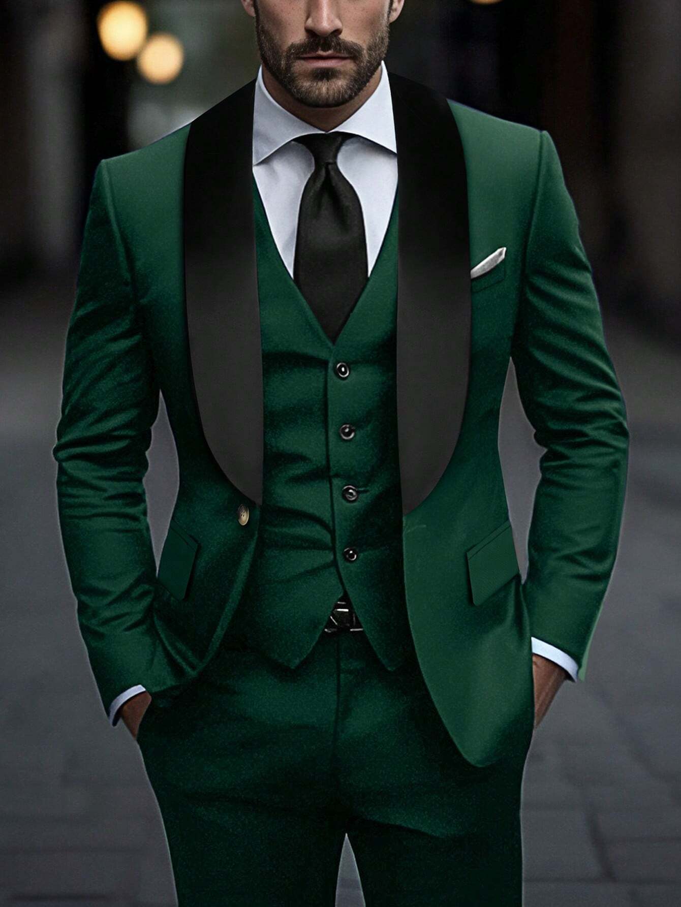 Ensemble de costume d'affaires avec col châle pour homme