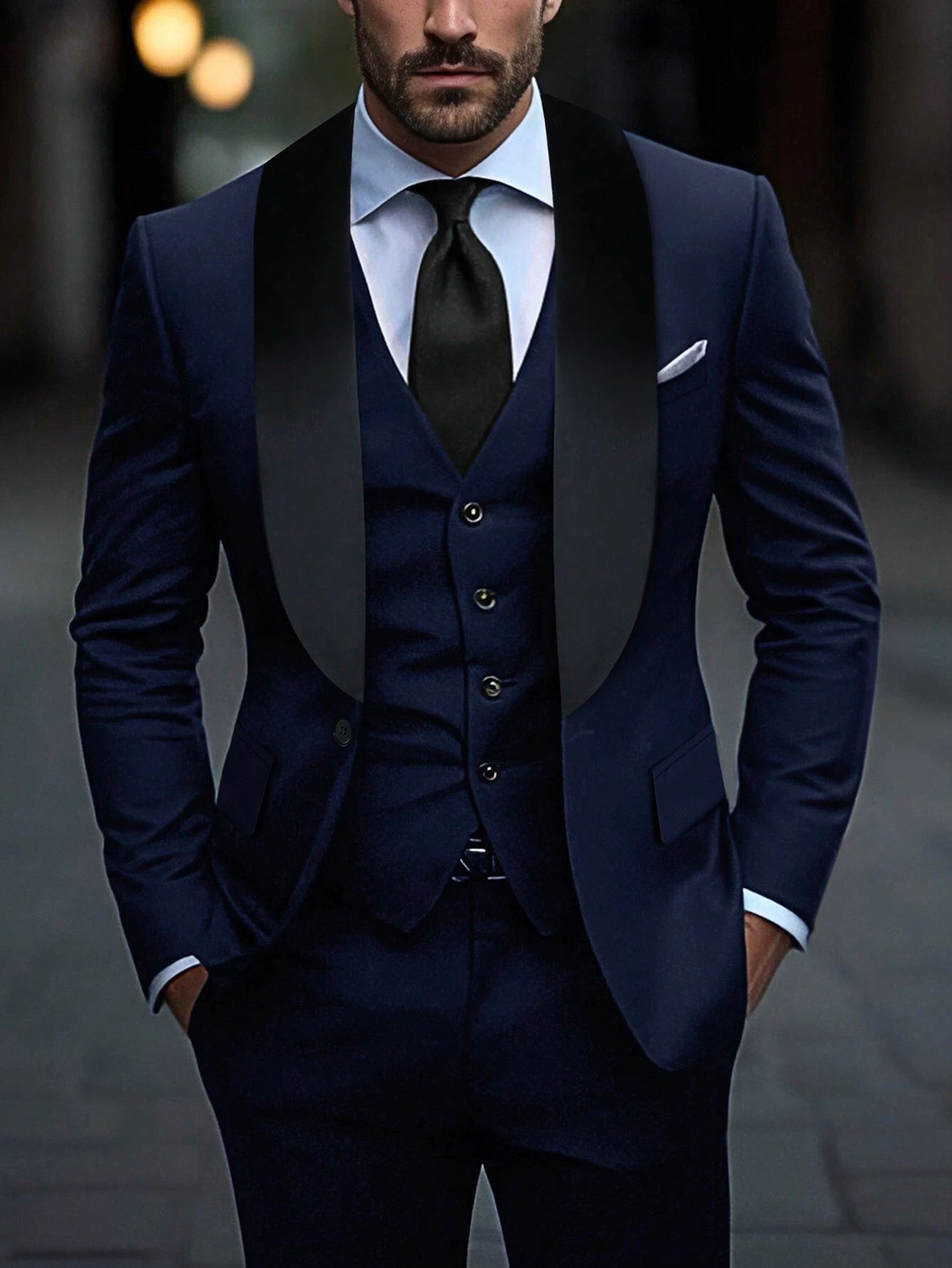 Ensemble de costume d'affaires avec col châle pour homme