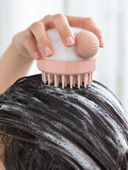 Brosse de massage pour le cuir chevelure avec distributeur de shampooing et de gel douche rechargeable