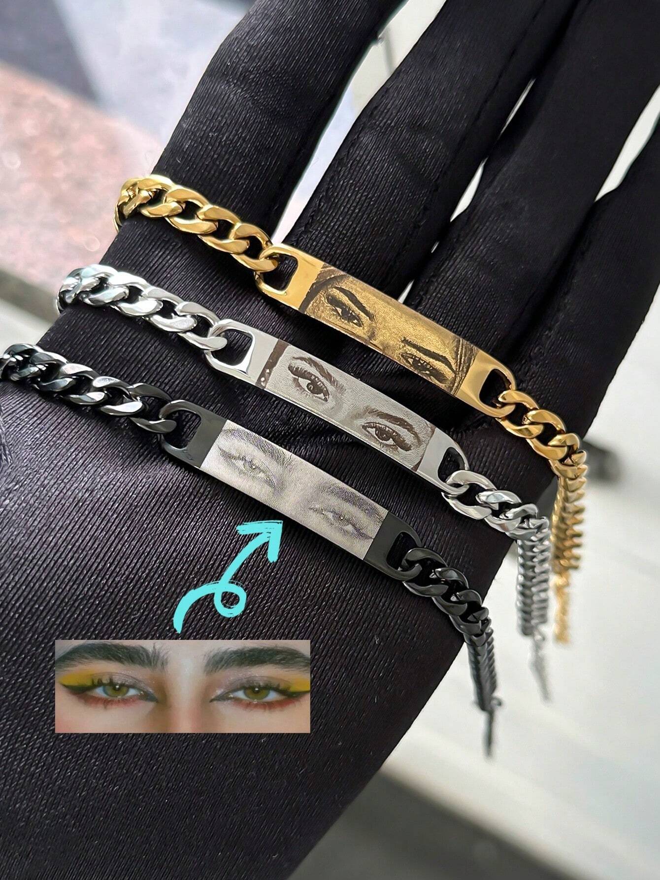 1 pièce Bracelet de couple personnalisé en acier inoxydable