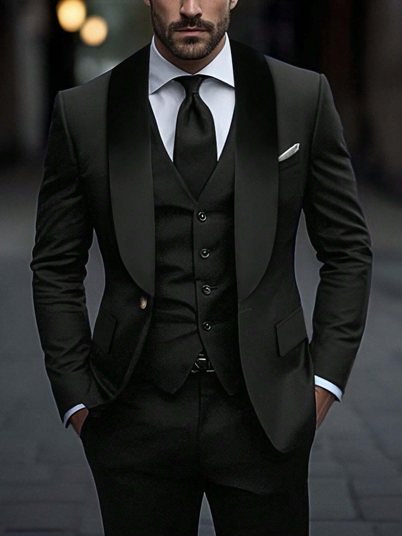Ensemble de costume d'affaires avec col châle pour homme