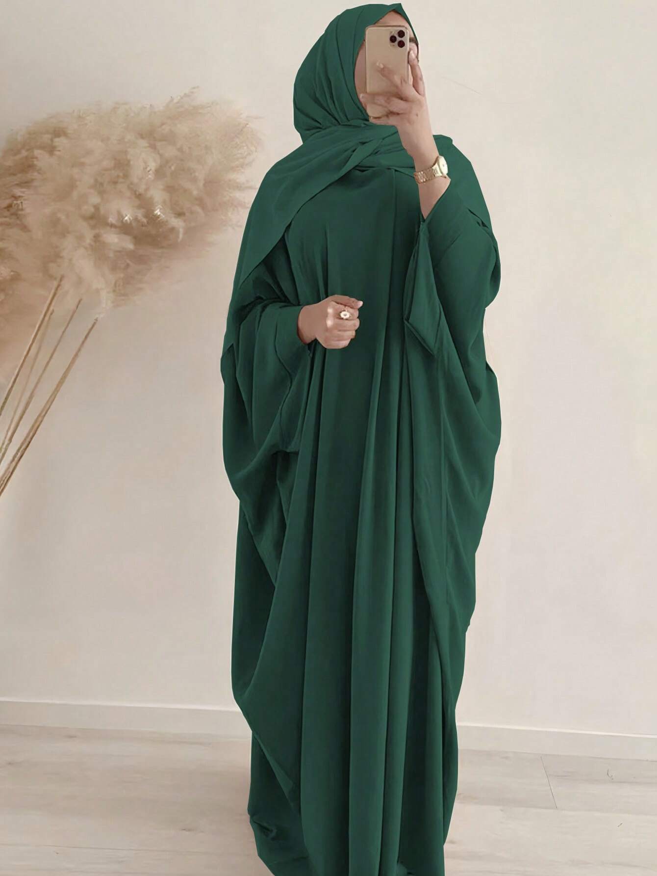 1 pièce Abaya long femme avec foulard assorti