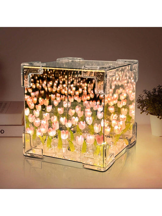 Lumière miroir en forme de tulipe DIY, plus de 30 fleurs complétées pour la veilleuse