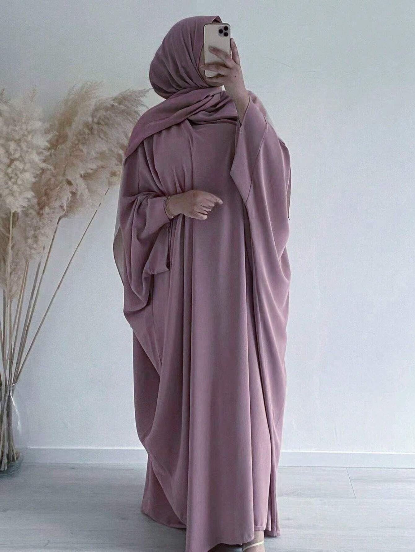 1 pièce Abaya long femme avec foulard assorti