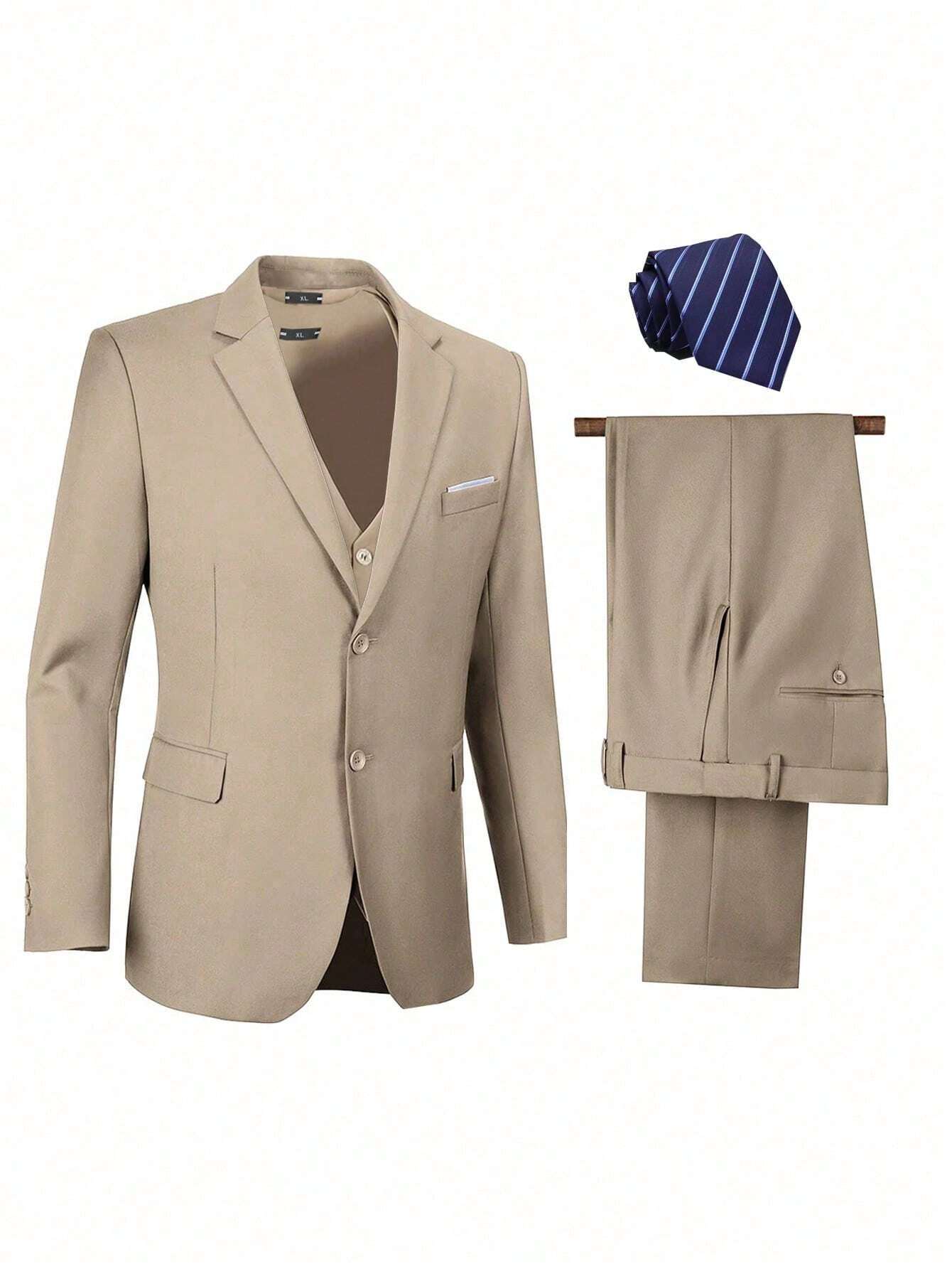 costume homme 4 pièces : veste, pantalon, gilet, cravate - Coupe slim