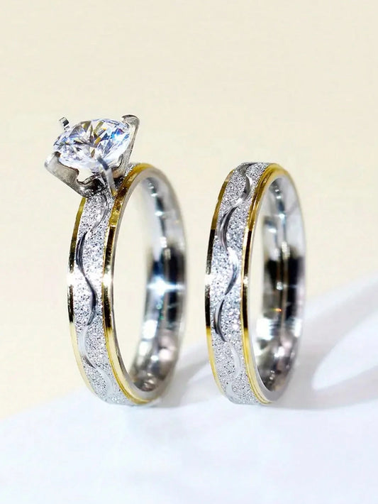 1 paire d'alliances de couple en acier inoxydable