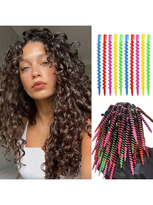 20 pièces/set Rouleaux bouclants en spirale en plastique, fers à friser ondulés