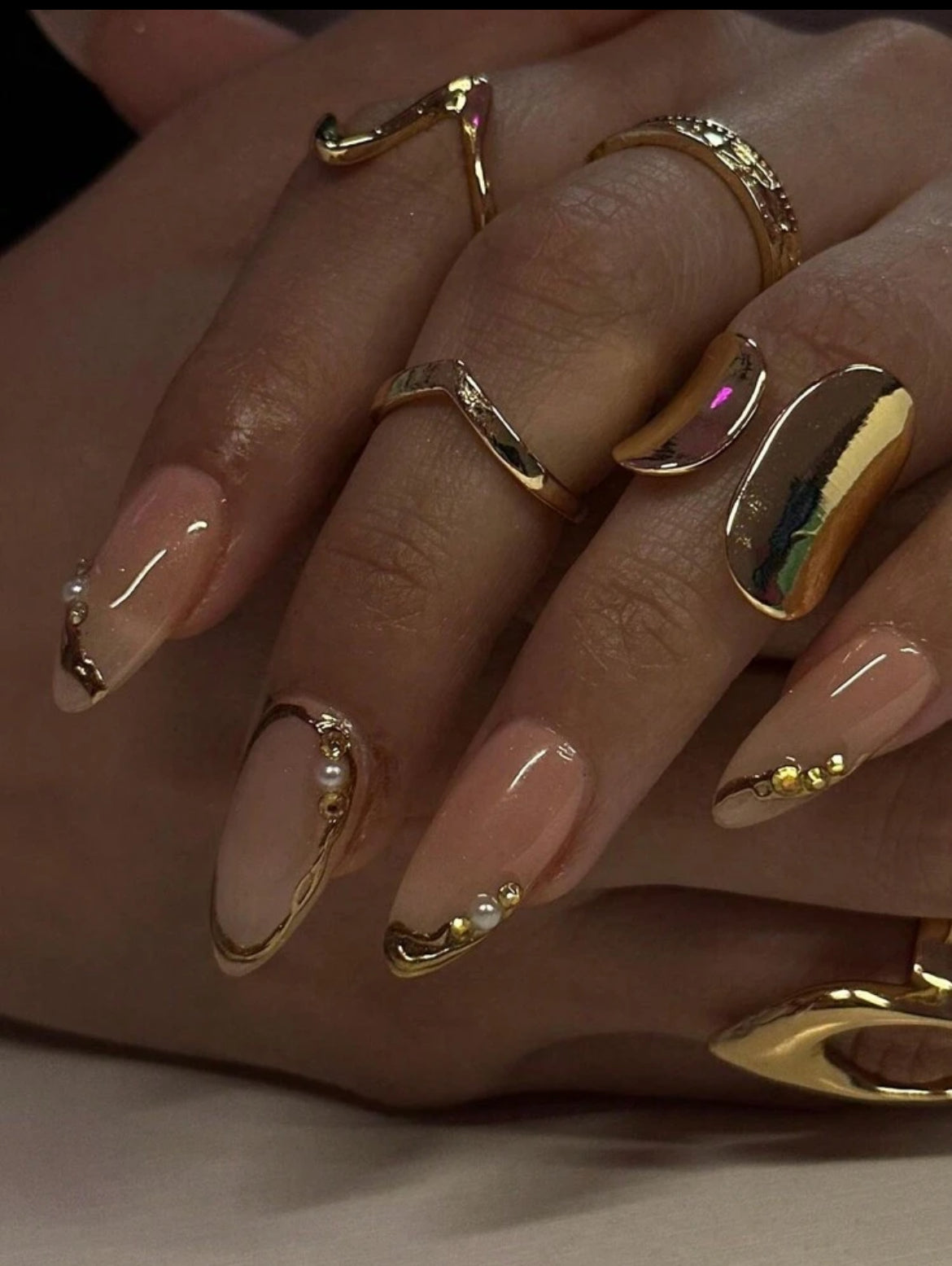 24 pièces de faux ongles en forme d'amande pressés
