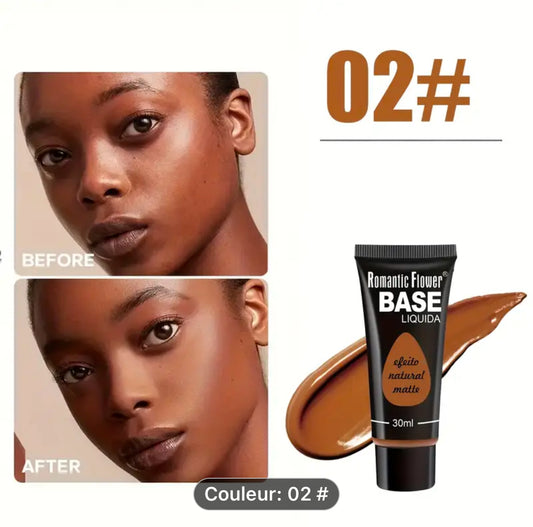 Fond de Teint Liquide 3 Nuances, Couleur Visage Longue Tenue pour Peau Normale et Sèche