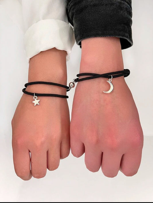 2 pièces Bracelet avec breloque lune