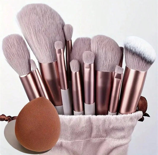 Ensemble De 13 Brosses De Maquillage Plus Un Sac De Rangement