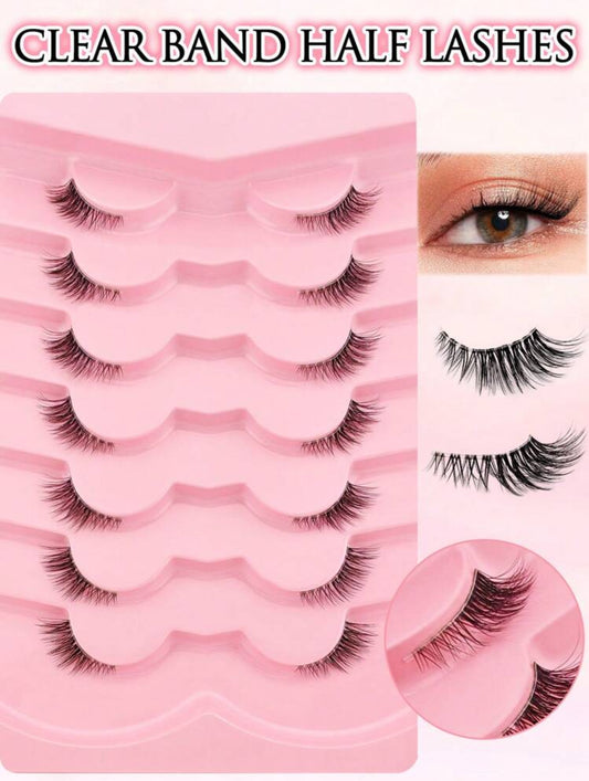 7 paires de faux-cils naturels avec un bandeau transparent