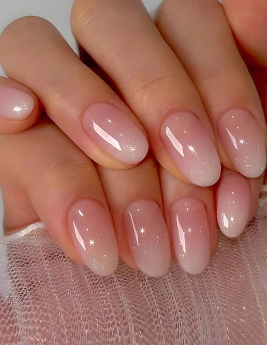 24 pièces de faux ongles de forme ovale courte