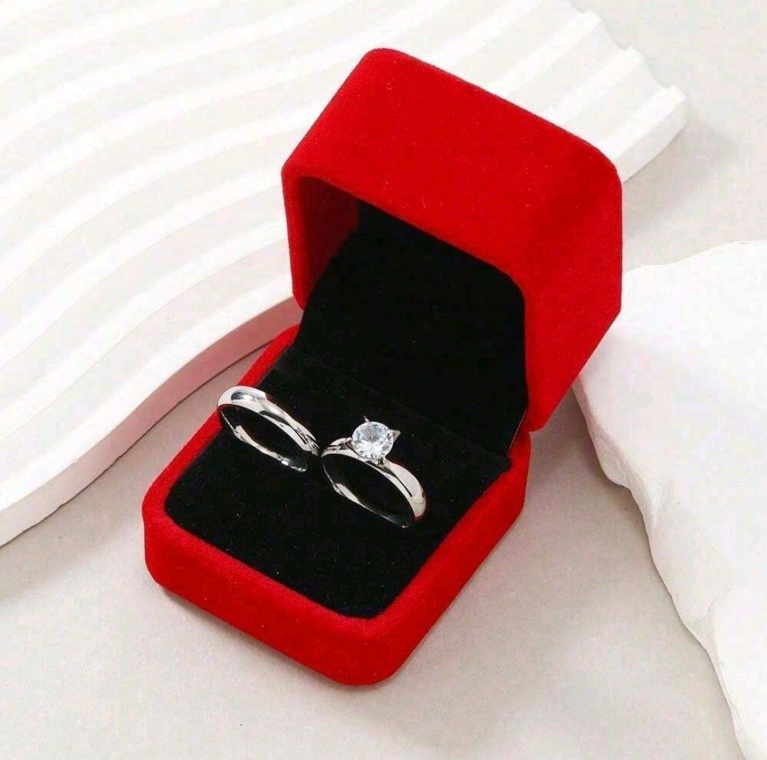 2 bagues de promesse de couple  en acier inoxydable (boîte gratuite)