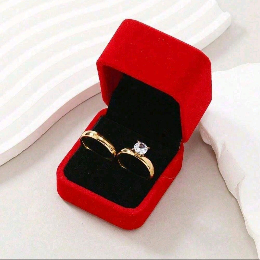 2 bagues de promesse de couple  en acier inoxydable (boîte gratuite)