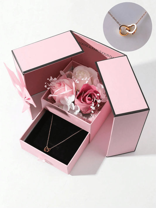 1 pièce Collier Minimaliste en Acier Inoxydable Pour Femme Avec Élégante Boîte-Cadeau