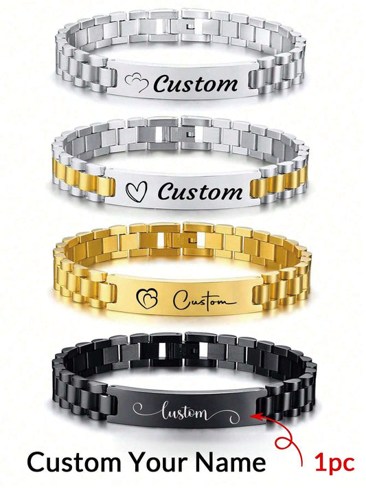1 pièce de bracelet personnalisé en acier inoxydable pour hommes