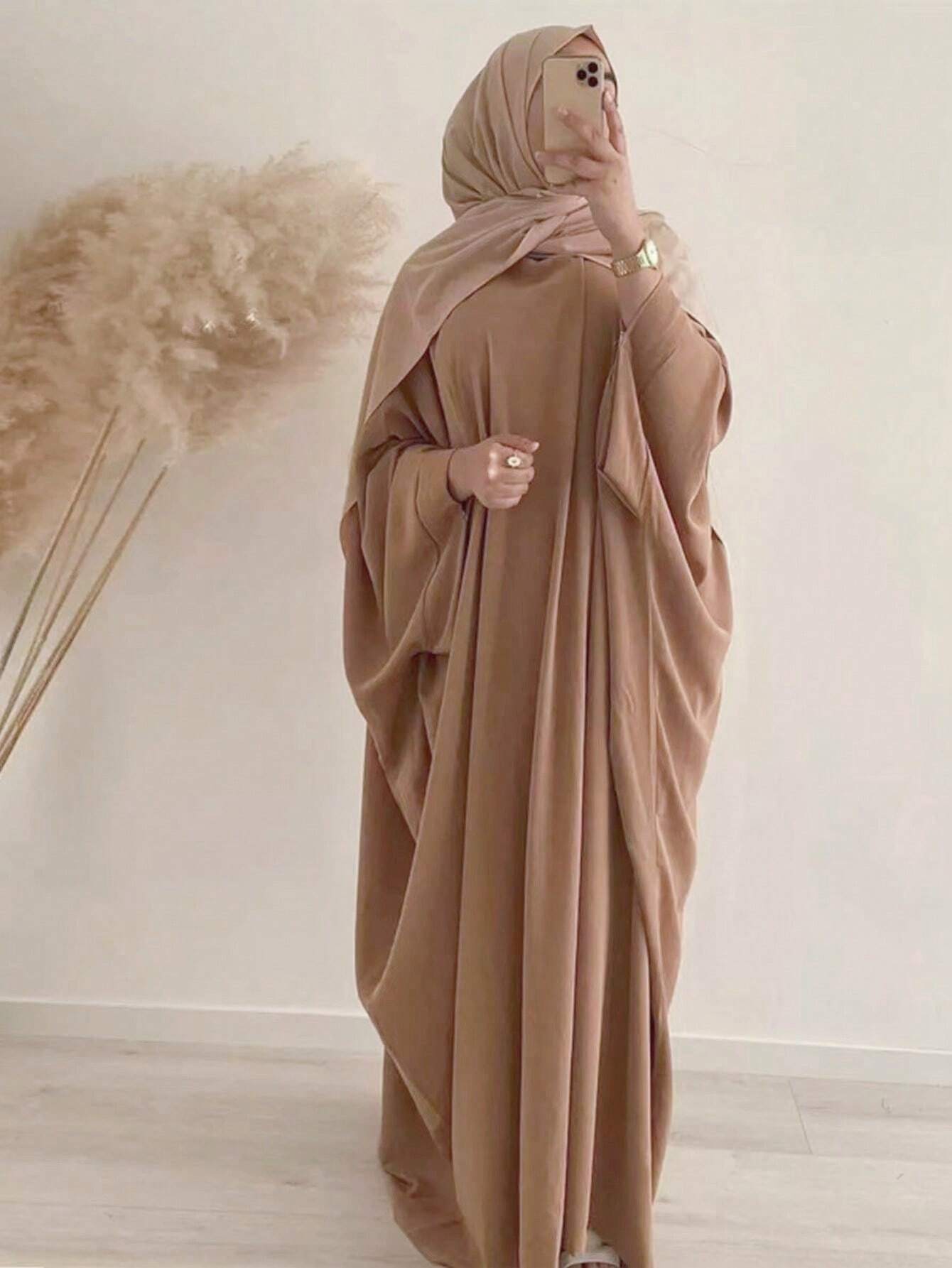 1 pièce Abaya long femme avec foulard assorti